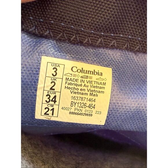 Columbia Kids Size 3 Waterproof Snow Boots Blue Black Drawstring Top Winter Warm - Picture 15 of 16